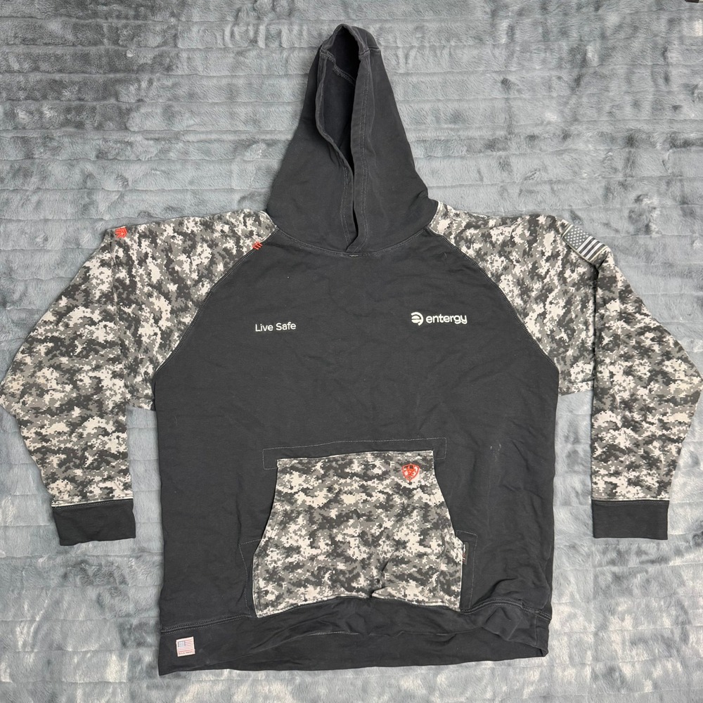 Ariat FR Hoodie Mens XL Black Digital Camo Entergy Live Safe CAT 2 2112 Workwear